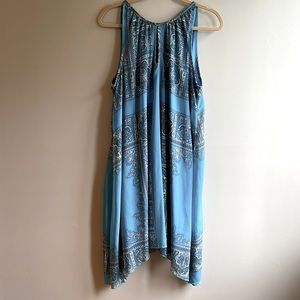 Blue Paisley Rayon A Line Handkerchief Dress